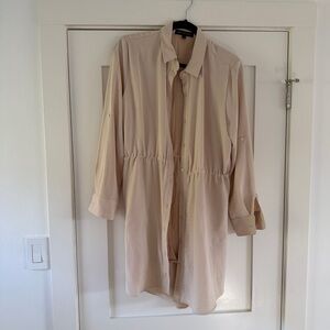 Gibson Look Beige Shirt Dress with Collar